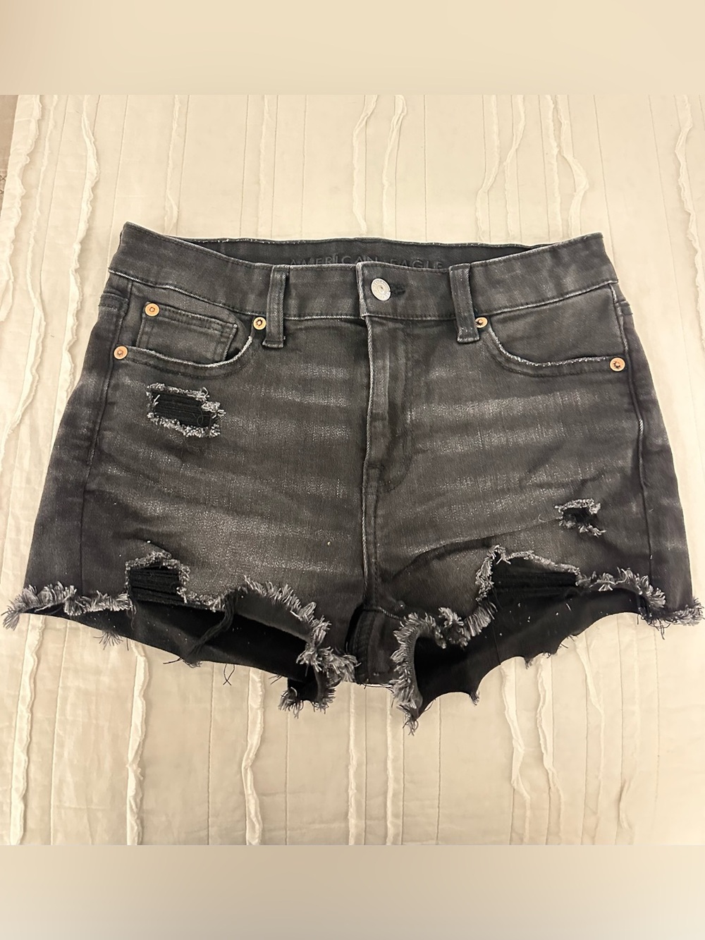 Women’s Distressed High-Rise Denim Shorts - Black